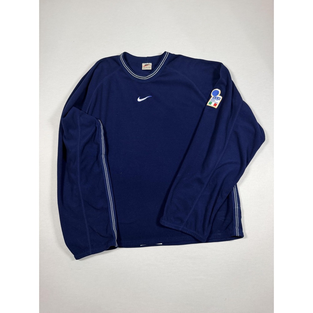 Vintage Italy Shirt Mens Large Blue Soccer Nike Italia Long Sleeve Pullover